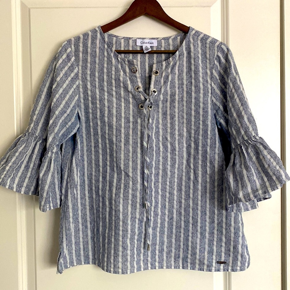 Calvin Klein blue-white striped top